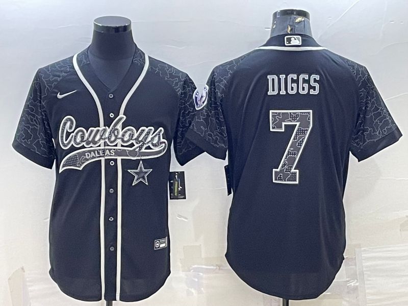 Men Dallas Cowboys 7 Diggs Black Reflector 2022 Nike Co branded NFL Jerseys